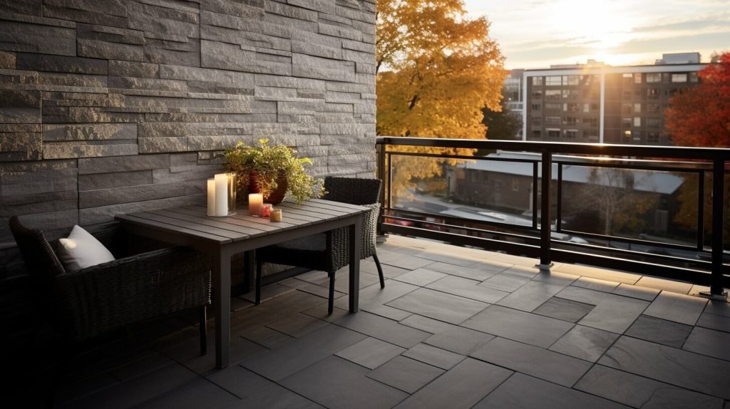 Condo balcony with interlocking design