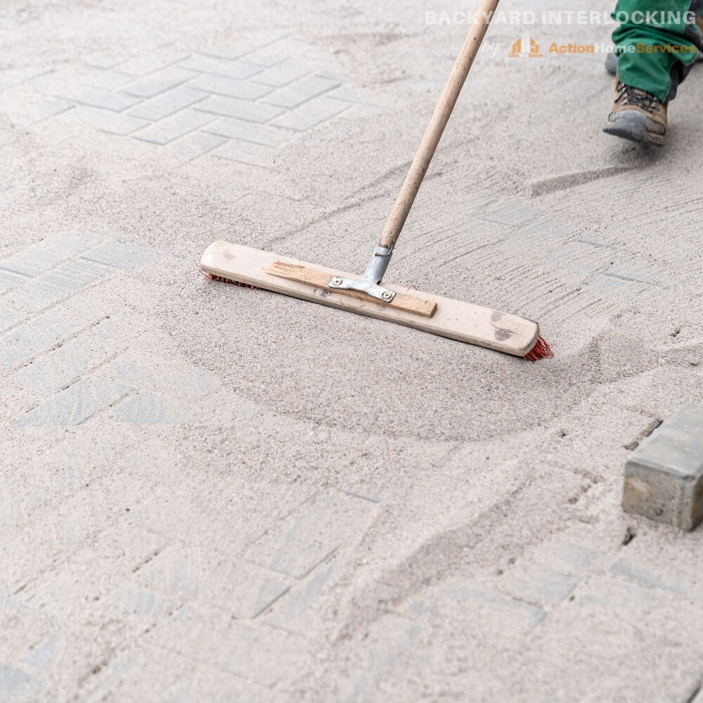 Adding sand before paver compaction