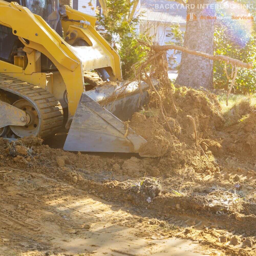 Backyard interlocking clearing and excavation