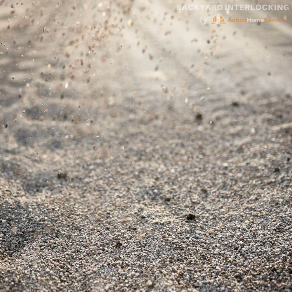 Backyard interlocking gravel layer